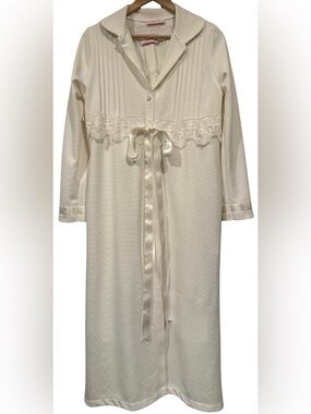 Schweitzer Linen Ivory Lace Nightgown S Robe M Bridal 2 Piece Sleepwear Set Luxe